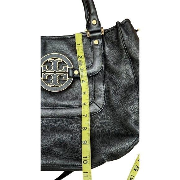 TORY BURCH AMANDA COGNAC PEBBLED LEATHER CROSSBODY HOBO TOTE BAG PURSE - Picture 14 of 16